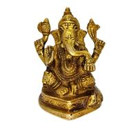 AB India Crafts Ganesha Hindú Dios de la suerte Figura de latón 9 x 6 x 5 cm, 500 g
