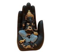 AB India Crafts Mano Palm Dios de la Suerte Ganesha Estatua Mármol Resina Negro Oro 17x9,5x6,5 cm | Decoración Espiritualidad Felicidad Armonía