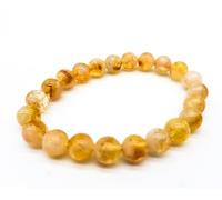 AB India Crafts Pulsera elástica de citrino hecha a mano, piedras preciosas, 8 mm, perlas de 17 cm, circunferencia interior para mujer, en bolsa de joyería Om Aum | Espiritualidad India curación