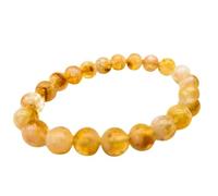 AB India Crafts Pulsera elástica de citrino hecha a mano, piedras preciosas, 8 mm, perlas de 18 cm, circunferencia interior para mujer, en bolsa de joyería Om Aum | Espiritualidad India curación