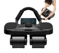 Ab Roller with Elbow Support - Silent Automatic Rebound Counting | Quiet Home Workout Trainer with Elbow Support | for Women Men Beginner Apartment Travel, Four-Wheel Abdominal