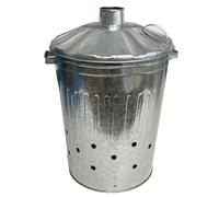 AB Tools Cubo incinerador galvanizado grande + tapa, quemador de residuos de hojas de jardín, 1 unidad