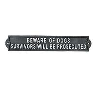AB Tools - Placa de Hierro Fundido con Texto en ingls Beware of Dog Survivors