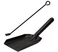 AB Tools Rastrillo para cenizas y pala para chimeneas, quemador de madera, carbón, acero, metal, color negro