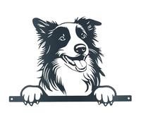 AB Tools Silueta de Collie de metal negro con placa de fijación, adorno de jardín