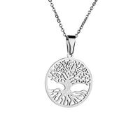 AB Viking Crafts Colgante de árbol del mundo Yggdrasil de acero inoxidable 316L bañado en plata con collar en bolsa de joyería, Acero inoxidable