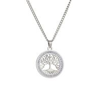 AB Viking Crafts Colgante decorativo del árbol de la vida Yggdrasil con cadena de acero inoxidable certificado, color plateado, en caja de regalo | Árbol del mundo familia suerte, 2,5 x 2 cm Kette 45