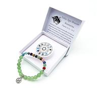 AB Viking Crafts Pulsera de piedras preciosas con signo del zodiaco en caja de regalo, protección de la suerte, amor y energía (Tauro aventurina, 18 cm)