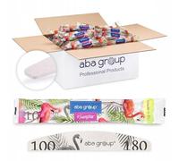 Aba Group Limas de uñas 100/180 media luna Slim Flamingo paquete seguro, alta calidad, desechable, juego de 500 unidades