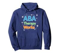 ABA Therapy Works: Profesionales de Apoyo al Autismo Sudadera con Capucha, Unisex para Adultos, Azul Marino, L