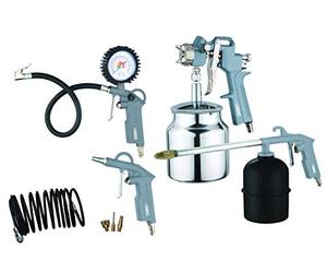 ABAC Kit de Herramientas Neumáticas 8 Piezas G-810AL (Pistola Pulverizadora de Pintura + Pistola de Lavado + Pistola de Aire + Manguera Espiral + Inflador de Neumáticos + 3 Puntas de Inflado)