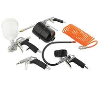 ABAC Kit de herramientas neumáticas 8 piezasG-810P(Pistola Pulverizadora de Pintura 600ml+Pistola de lavado 900ml+Pistola de aire+Inflador de neumáticos con manómetro+Manguera en espiral+3 puntas)