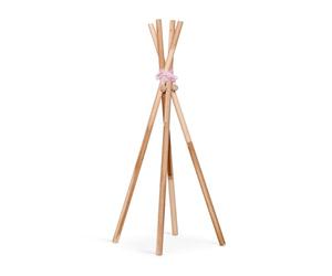 ABACHI WOOD - Perchero Tipi Rosa de Pie | Madera Natural | Colgador Resistente para Niños y Niñas | Perchero Infantil | Decoración del Hogar (92 x 2,5 cm)
