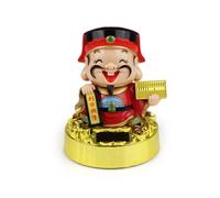 (Ábaco de oro) Muñeco de la riqueza de Dios que mueve la cabeza, adorno de regalo de Año Nuevo con energía solar