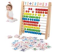 Abacus para matemáticas para niños con cuentas multicolores, ábaco de madera de 10 filas con 110 tarjetas, bloques de conteo, herramientas de aprendizaje de matemáticas preescolares para niños 3+