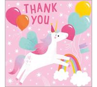 Abacus Tarjetas de agradecimiento para niñas, unicornio y arco iris, paquete de 6