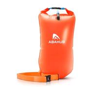 Abahub Boya de natación con bolsa de secado inflable en aguas abiertas | Boya impermeable Dry Bag con silbato de alarma para nadadores adultos Pull Buoy 15L compartimento de secado 1 cámara/28L