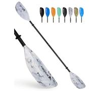 Abahub Remo Kayak Ajustable 210cm a 230cm Pala Doble de Aluminio para Kayak Bote de Remos Canoa Vástago de Aleación de Aluminio Cuchillas de Plástico Blanco con estampado ondulado negro