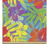 ABAKUHAUS Aloha Tela por Metro, Hojas de la selva tropical de Hawai, Decorativa para Tapicería y Textiles del Hogar, 5M (148x500cm), Verde Podrido