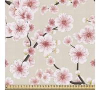 ABAKUHAUS asiático Tela por Metro, La cereza florece la floración, Decorativa para Tapicería y Textiles del Hogar, 2M (148x200cm), Beige Rose
