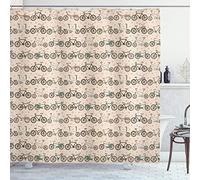 ABAKUHAUS Bicicleta Cortina de Baño, Modelo Retro Fun Ride, Material Resistente al Agua Durable Estampa Digital, 175 x 180 cm, Multicolor