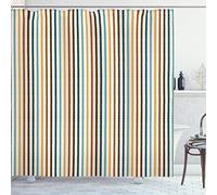ABAKUHAUS Brown y Azul Cortina de Baño, geométrico de los garabatos, Material Resistente al Agua Durable Estampa Digital, 175 cm x 200 cm, Multicolor