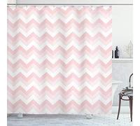 ABAKUHAUS Cheurón Cortina de Baño, Zigzag de Chevron Grunge, Material Resistente al Agua Durable Estampa Digital, 175 x 180 cm, Rosa pálido Rosa Blanca