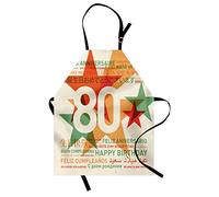 ABAKUHAUS Cumpleaños 80 Delantal de Cocina, Fiesta de 80 Años con Mejores Deseos Feliz Cumpleaños Universal, No Se Ensucian Fácilmente Moderna Tecnología de Estampado, Bermellón Claro