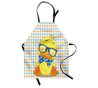ABAKUHAUS Dibujos animados Delantal de Cocina, Hipster Boho pato fresco, Babero de Cocina Unisex con Cuello Regulable para Cocinar Jardinería, 67 cm x 80 cm, Naranja Amarillo Azul