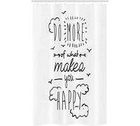 ABAKUHAUS Diciendo Cortina para baño, Frase Actitud Positiva, Tela con Estampa Digital Apta Lavadora Incluye Ganchos, 120 x 180 cm, Blanco Negro