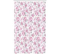 ABAKUHAUS En Mal Estado de Flora Cortina de Baño, Rosa Rosas de Primavera, Material Resistente al Agua Durable Estampa Digital, 120 x 180 cm, Rosa Pálido Blanco Gris