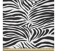 ABAKUHAUS Estampa Cebra Tela por Metro, Estampa Animal de Cebra Rayas Naturaleza Ilustración Simple Vida Salvaje, Microfibra Decorativa para Artes y Manualidades, 3M (230x300cm), Negro