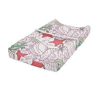 ABAKUHAUS Estrella de mar Cubierta del cambiador, Doodle de fauna y flora, Funda blanda para el cambiador de pañales con agujeros para la hebilla de seguridad, Oscuro Coral Rosa Claro