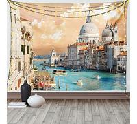ABAKUHAUS europeo Tapiz, Histórica ciudad de Venecia, Decoración de pared para dormitorio, 230 x 140 cm, Turquesa Beige