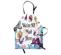 ABAKUHAUS Fantasía Delantal de Cocina, Alicia en el país de las Maravillas, Altura Ajustable Apto Lavadora Colores Perdurables, 2 Pack - 67 cm x 80 cm, Ciruela Aqua