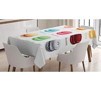 ABAKUHAUS Fiesta del té Mantel, Macarons Coloridos, Resistente al Agua Lavable Colores No Destiñen Personalizado, 140 x 200 cm, Blanco Beige Marrón