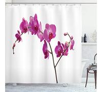 ABAKUHAUS Flores Cortina de Baño, Pétalos de orquídeas Silvestres, Material Resistente al Agua Durable Estampa Digital, 175 x 180 cm, Violeta