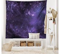 ABAKUHAUS Galaxia Tapiz de Pared y Cubrecama Suave, Cuerpos Celestiales en el Cielo de Noche Polvo de Estrellas Mundo Mágico Espacio, Colores Firmes y Durables, 150 x 110 cm, Azul Marino