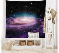ABAKUHAUS Galaxia Tapiz de Pared y Cubrecama Suave, Galaxy En El Espacio Ultraterrestre, No se Desliza de la Cama, 230 x 140 cm, Malva Negro
