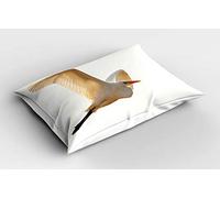 ABAKUHAUS Garceta Funda de Almohada, Macro Foto de Vuelo de la Garza, Decorativa Estampada Tamaño Standard Queen Size, 75 X 50 cm, Canela Gris carbón