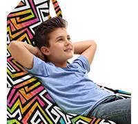 ABAKUHAUS Geométrico Bolsa para Juguetes Tipo Tumbona, Grunge retro rompecabezas, Organizador de Peluches Gran Capacidad con Manija, Multicolor