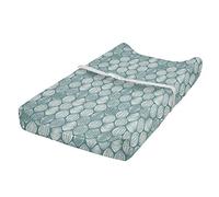 ABAKUHAUS Geométrico Cubierta del cambiador, Doodle oval, Funda blanda para el cambiador de pañales con agujeros para la hebilla de seguridad, turquesa de coco