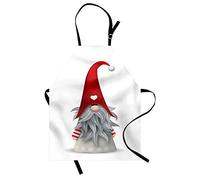 ABAKUHAUS Gnomo Delantal de Cocina, Folclore criatura finlandesa, Babero de Cocina Unisex con Cuello Regulable para Cocinar Jardinería, 67 cm x 80 cm, Rubí Gris Claro