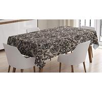 ABAKUHAUS Gotico Tovaglia, Fiori farfalle Pizzo, Rettangolare per Sala da Pranzo e Cucina, 140 x 170 cm, Nero Tan