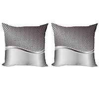 ABAKUHAUS Gris Set de 2 Fundas para Cojín, Industrial Rejilla Motif, con Estampado en Ambos Lados con Cremallera, 60 cm x 60 cm, Gris carbón