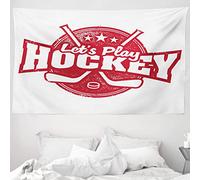 ABAKUHAUS Hockey Tapiz de Pared y Cubrecama Suave, Juguemos Estilo Retro, No se Desliza de la Cama, 230 x 140 cm, Oscuro Coral Blanco
