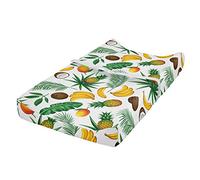 ABAKUHAUS Hoja de banana Cubierta del cambiador, de coco piña, Funda blanda para el cambiador de pañales con agujeros para la hebilla de seguridad, Multicolor