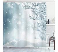 ABAKUHAUS Invierno Cortina de Baño, Tiempo de Navidad árbol de la Nieve, Material Resistente al Agua Durable Estampa Digital, 175 x 240 cm, Azul Pizarra Blanco