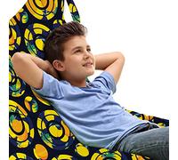 ABAKUHAUS Limón Bolsa para Juguetes Tipo Tumbona, Arte moderno de la fruta cítrica, Organizador de Peluches Gran Capacidad con Manija, Multicolor