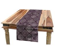 ABAKUHAUS Mandala Camino de Mesa, Marcos de la Vendimia Oriental, Decorativo para el Comedor o Sala de Estar Fácil de Limpiar, 40 cm x 180 cm, Berenjena Blanca